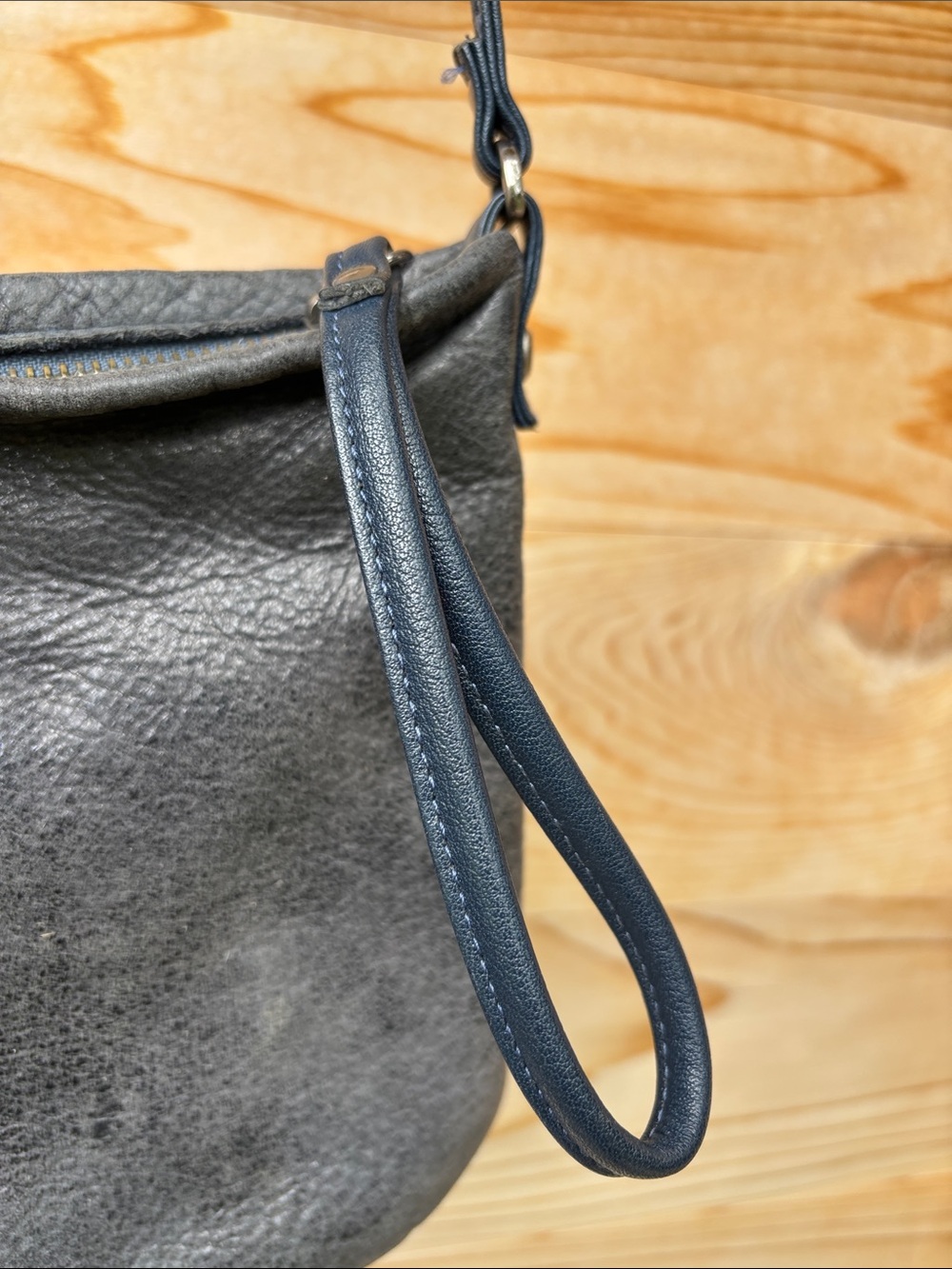 Rough & Tumble Genuine Leather Crossbody Bag | Blue Gray | Made in Maine - Picture 11 of 11